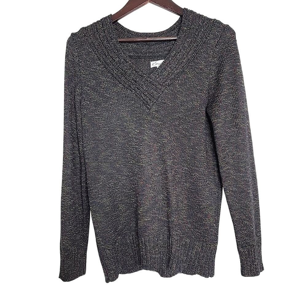 Women's Kim Rogers Sweater V Neck Black Multicolor‎ - Size Med Super Soft